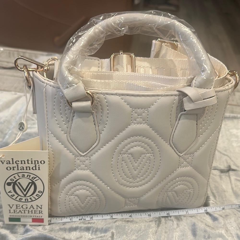 Valentino Orlandi Cream Quilted Satchel